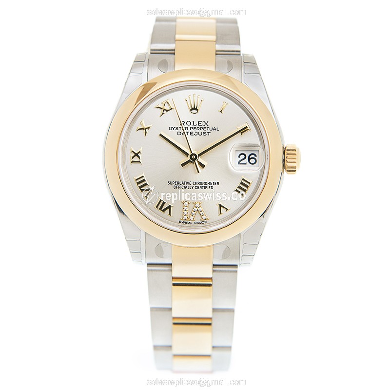 Rolex Datejust Lady Replica | Automatic | 18kt Gold & Steel Case | Silver Dial - View 2