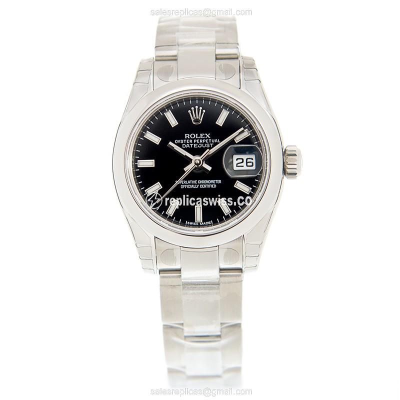 Rolex Datejust Replica - Automatic - Stainless Steel - Black Dial, Silver Clasp - View 2