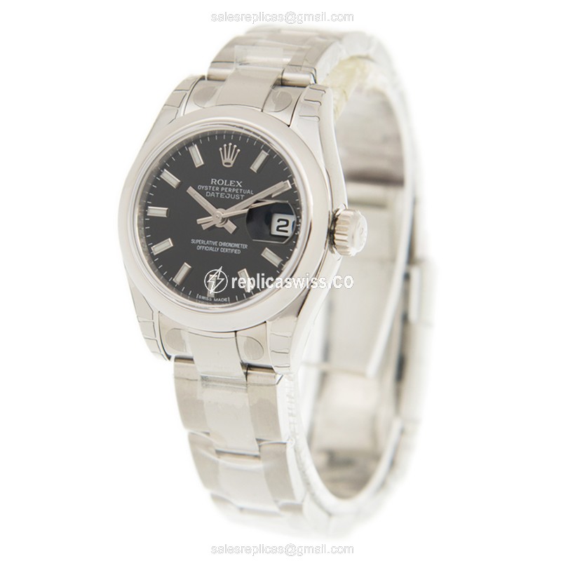 Rolex Datejust Replica - Automatic - Stainless Steel - Black Dial, Silver Clasp - View 3