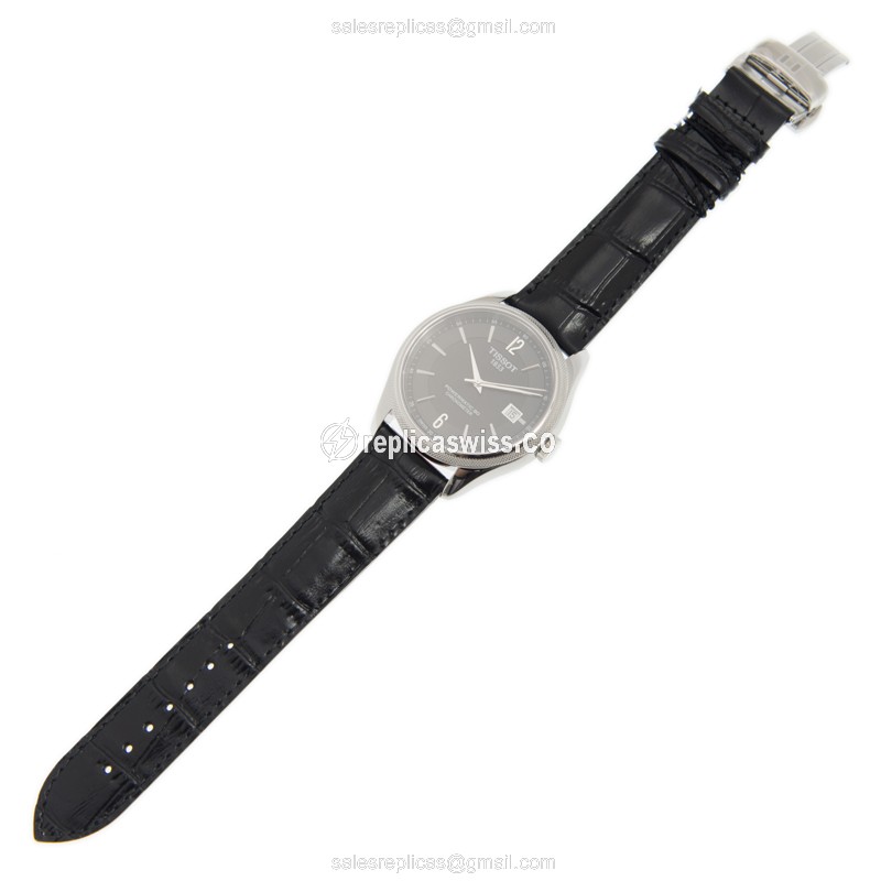 Tissot T-CLASSIC Replica - Automatic - Black Dial - Steel Case - Leather Strap - View 2