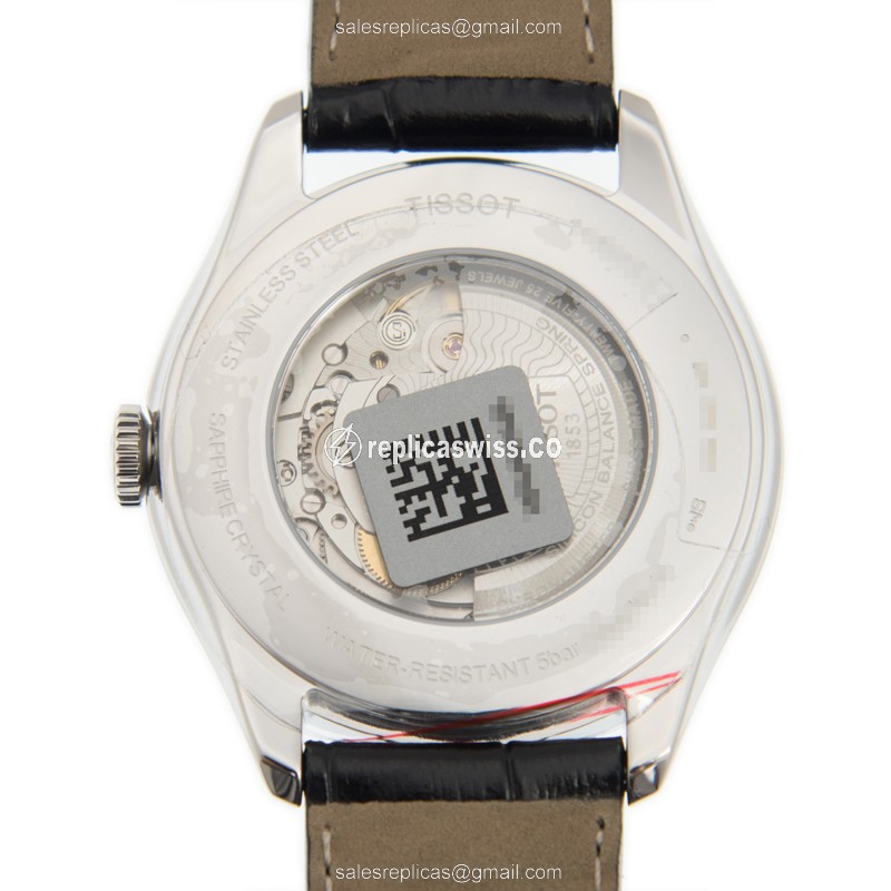 Tissot T-CLASSIC Replica - Automatic - Black Dial - Steel Case - Leather Strap - View 3