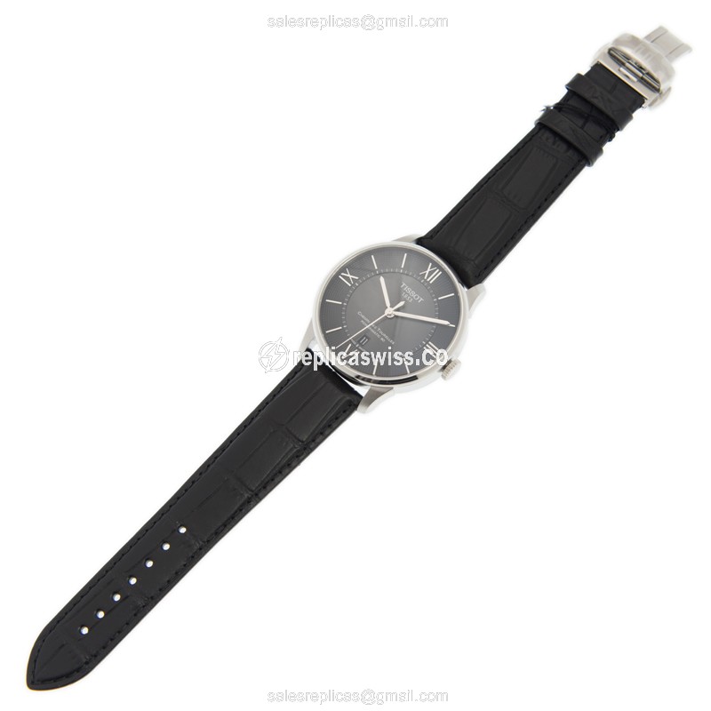 Tissot T-CLASSIC Replica - Automatic - Steel Case - Black Dial - Leather Strap - View 2