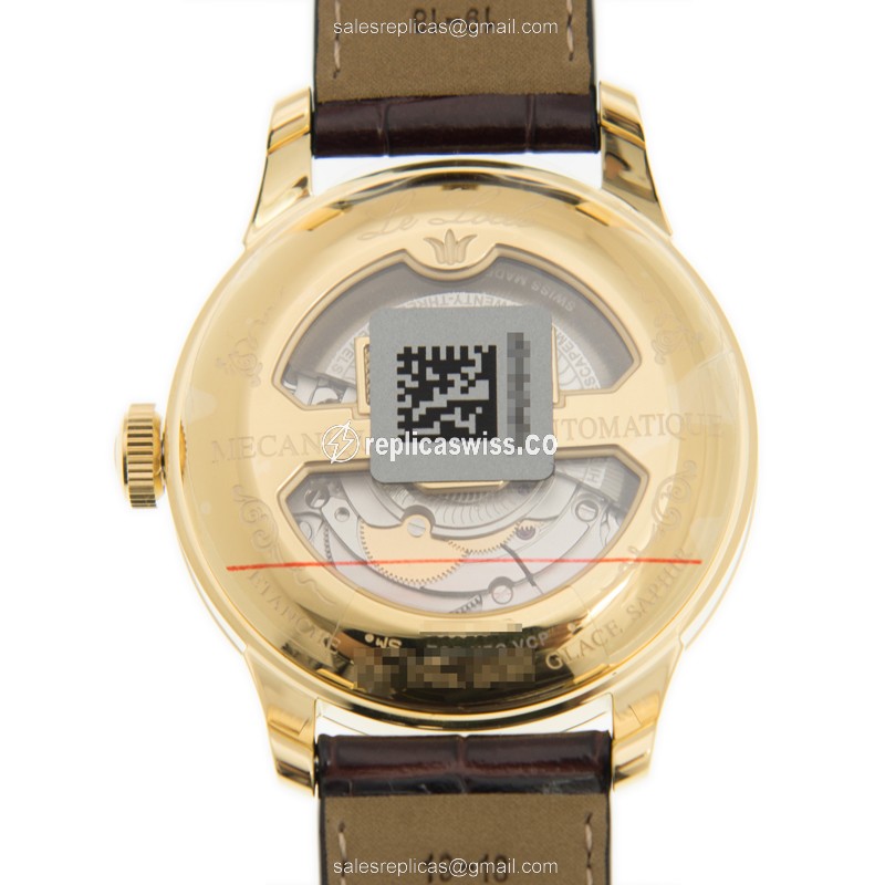 Tissot LE LOCLE Replica - Automatic - Gold PVD - White Dial - Brown Leather Strap - View 3