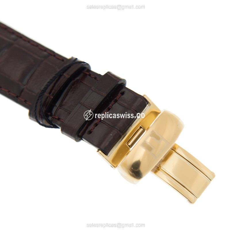 Tissot LE LOCLE Replica - Automatic - Gold PVD - White Dial - Brown Leather Strap - View 4