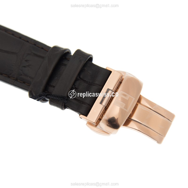 Tissot T-CLASSIC Replica - Automatic - 18kt Rose Gold - Silver Dial - Brown Leather Strap - View 4
