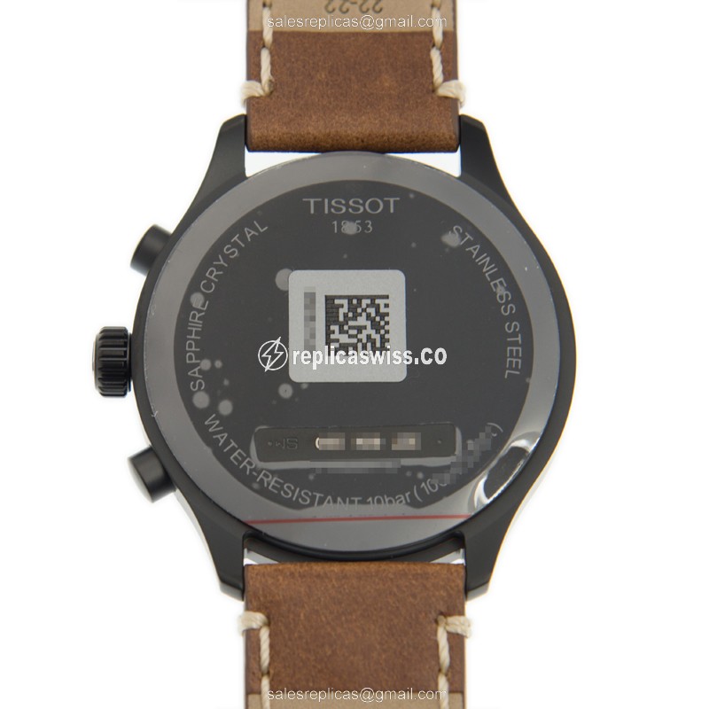Tissot T-SPORT Quartz - Black Dial - Leather Brown - Buckle Clasp - View 3