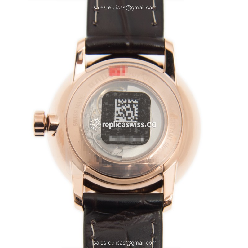 Rado COUPOLE CLASSIC Replica - Automatic - Gold PVD - Beige Dial - Brown Leather Strap - View 3