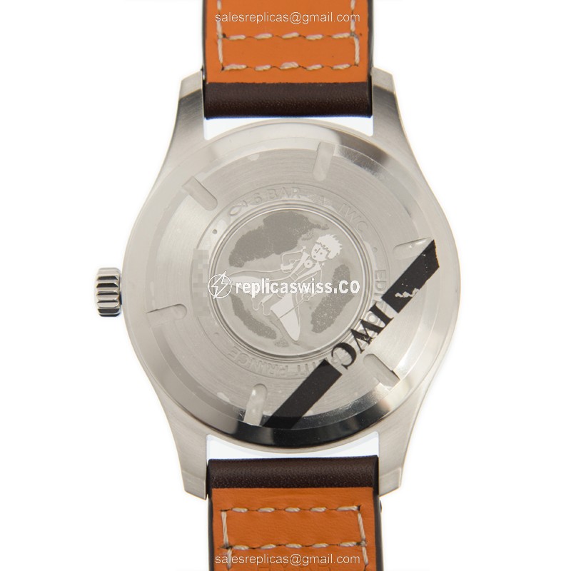 IWC PILOTS Replica - Automatic - Steel Case - Blue Dial - Brown Cowhide - Buckle Clasp - View 3