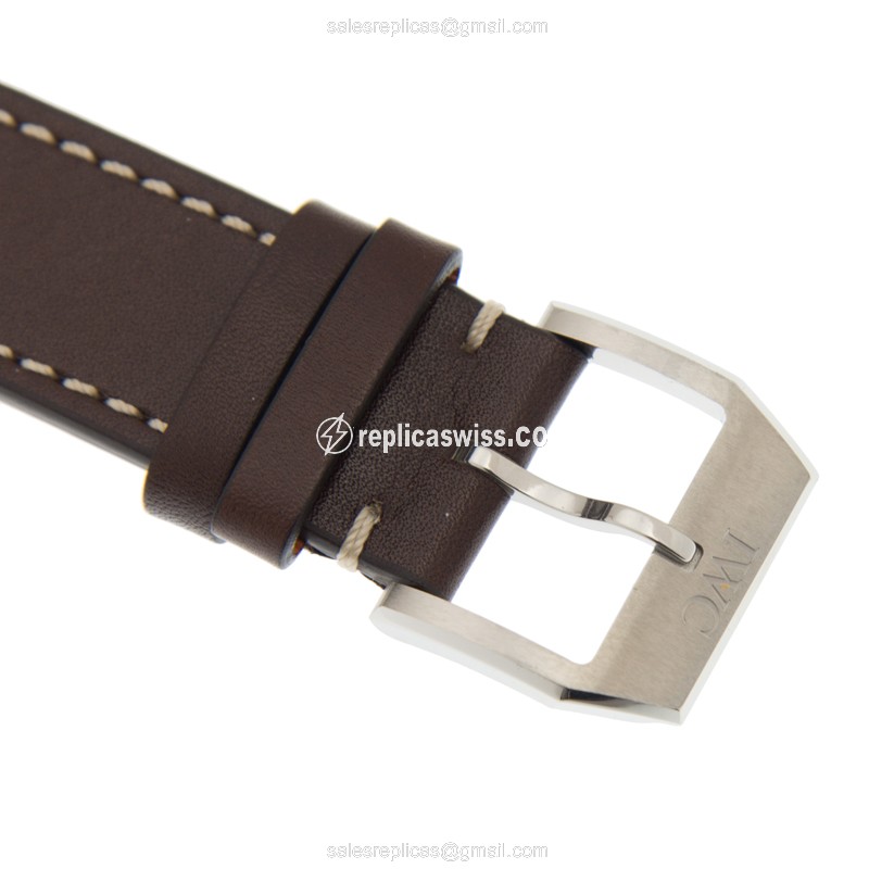 IWC PILOTS Replica - Automatic - Steel Case - Blue Dial - Brown Cowhide - Buckle Clasp - View 4
