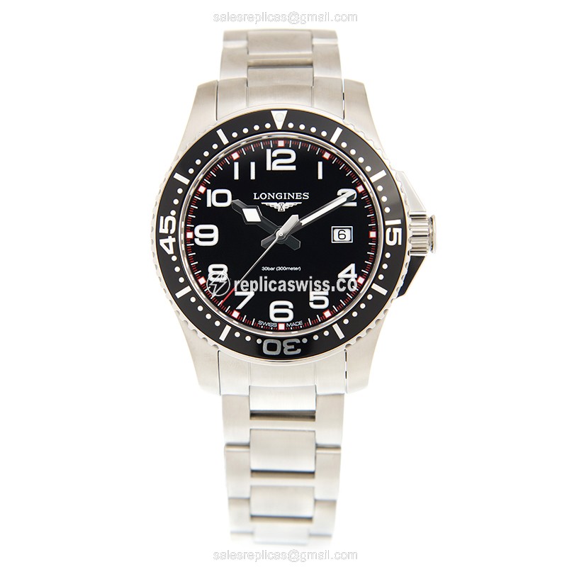 Longines CONQUEST Replica - Quartz - Stainless Steel - Black Dial - Silver Clasp - View 2