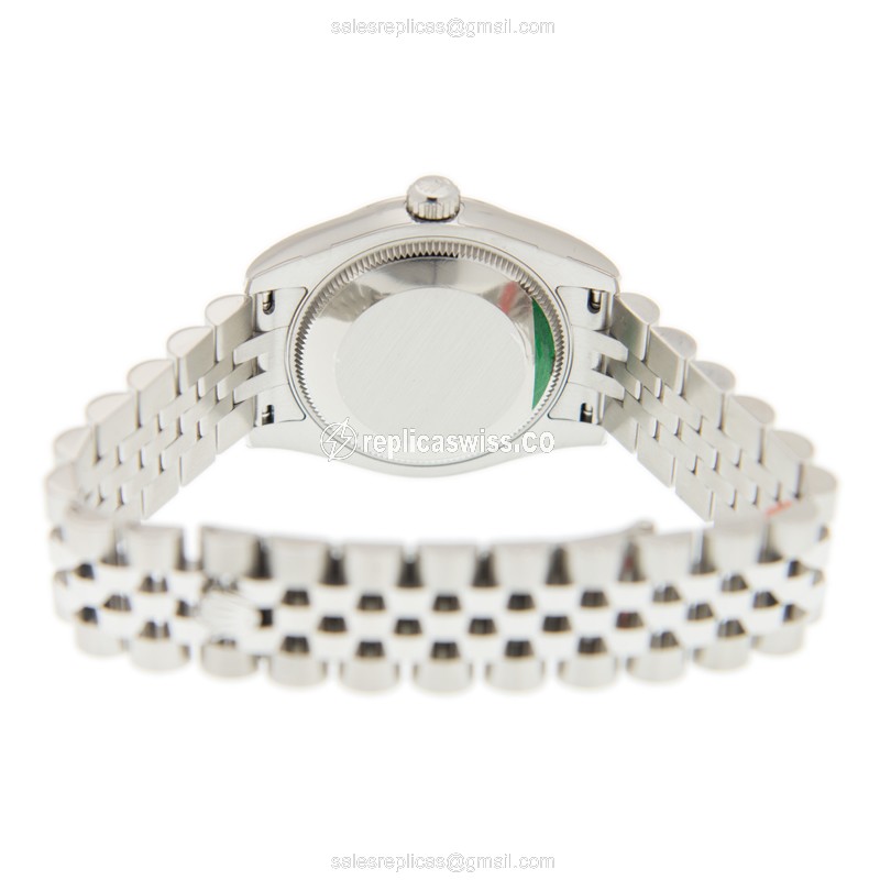 Rolex Lady Datejust Replica - Automatic - White Gold Case - Silver Dial, Steel Strap - View 4