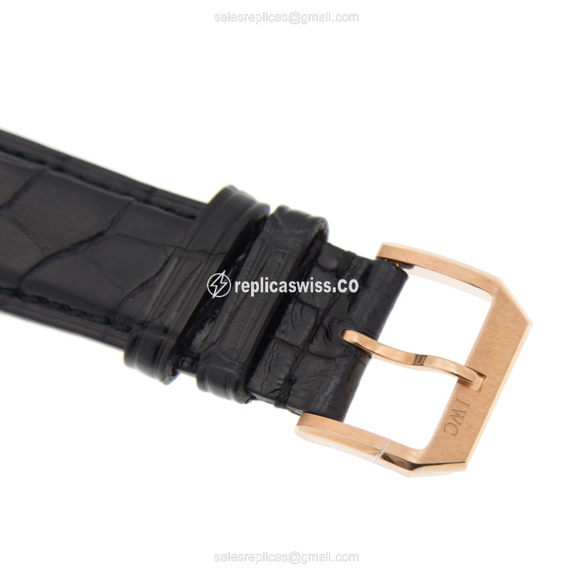 IWC Portuguese IW390405 Replica - Automatic - 18kt Gold - Gray Dial - Black Alligator Buckle - View 4