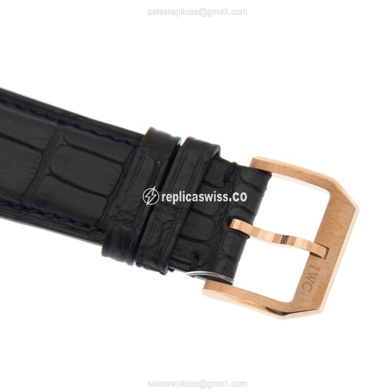 IWC Ingenieur Replica - Automatic - 18kt Rose Gold - Gray Dial - Black Alligator Strap - View 4