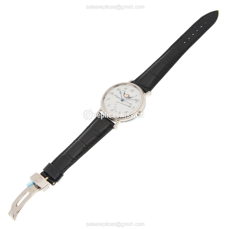 Breguet 7787BB/29/9V6 Classic Replica - Automatic - 18kt White Gold - White Dial - Black Alligator Strap - View 2