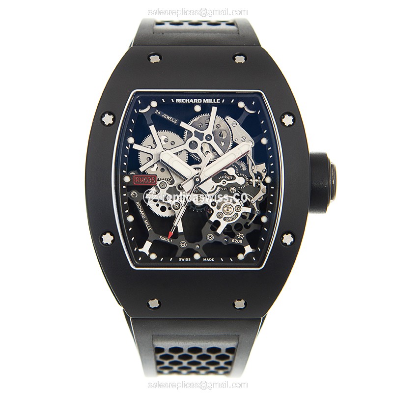 Richard Mille RM35 AN AL-CA - Automatic Titanium - Black Dial - Rubber Strap - View 2