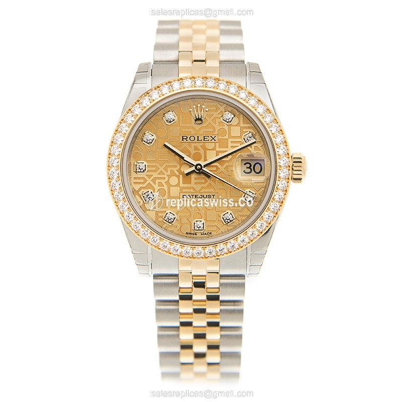 Rolex Datejust Lady Replica - Automatic - Gold Dial, Gold Clasp - View 2