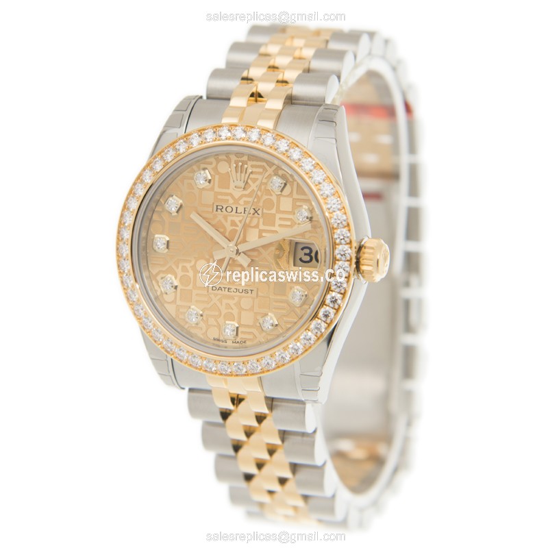 Rolex Datejust Lady Replica - Automatic - Gold Dial, Gold Clasp - View 3