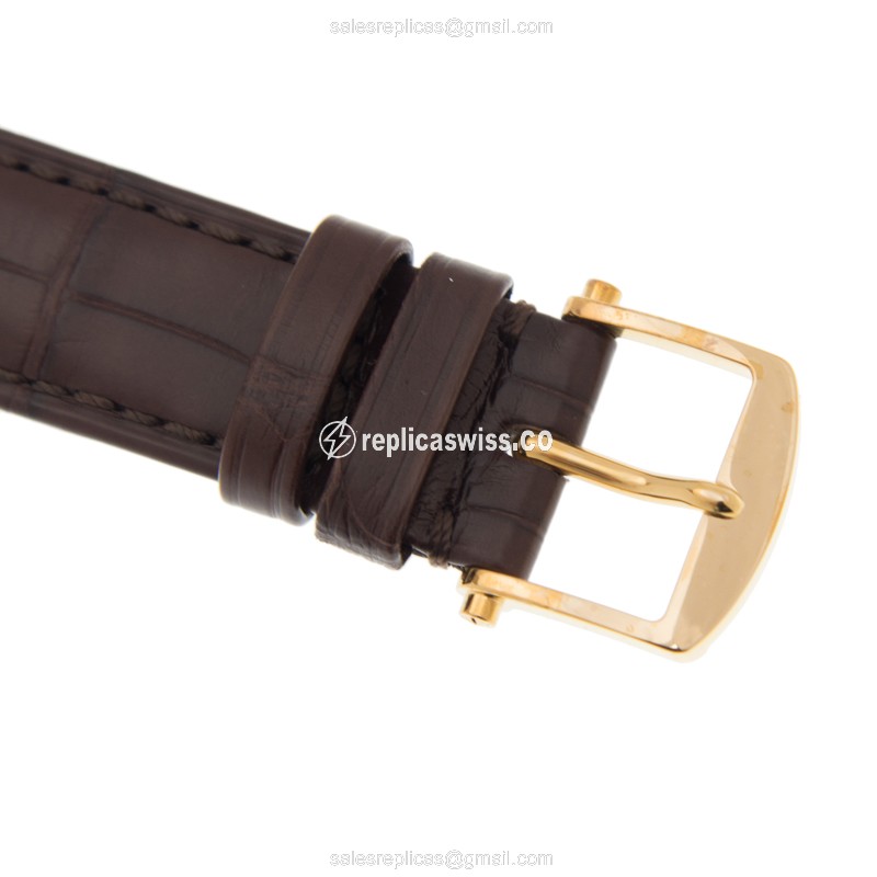 Replica Breguet 5197BA/15/986 Classic - Automatic - 18kt Yellow Gold - Silver Dial - Brown Alligator Buckle - View 4