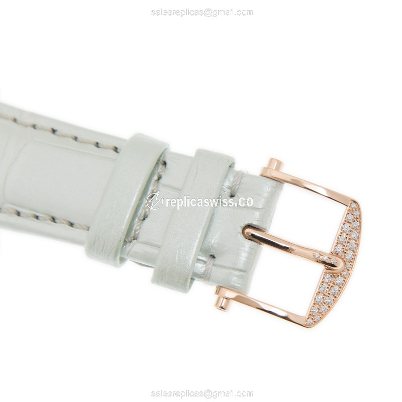 Breguet Tradition Replica - Automatic - 18kt Rose Gold - Diamond Bezel - Silver Dial - Alligator White Strap - View 4