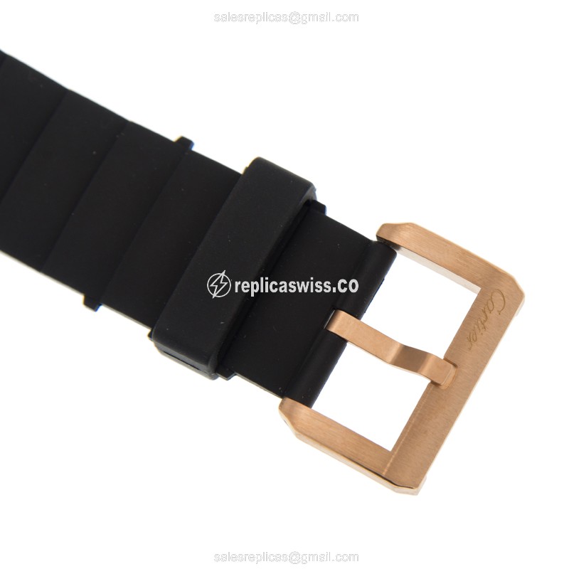 Cartier Santos Replica - Auto - Rose Gold - Black - Rubber - View 4
