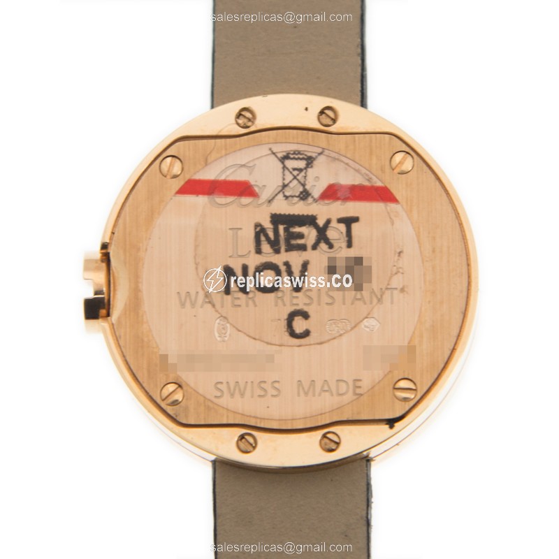 Cartier LOVE Quartz 18kt Rose Gold - Buckle Clasp - Silver Dial - Satin Black Strap - View 3