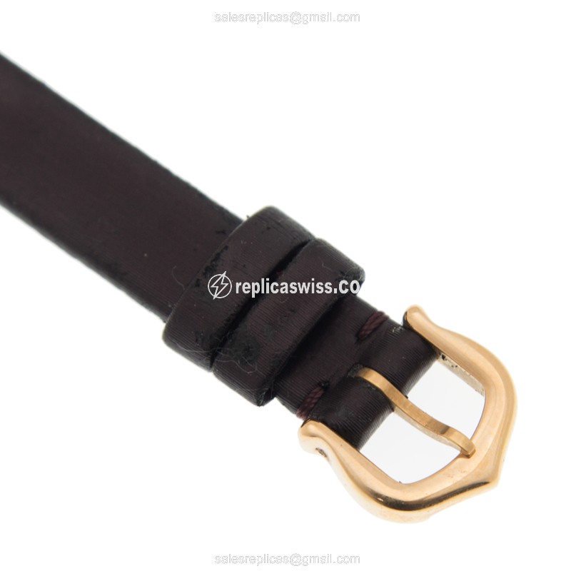 Cartier LOVE Quartz 18kt Rose Gold - Buckle Clasp - Silver Dial - Satin Black Strap - View 4