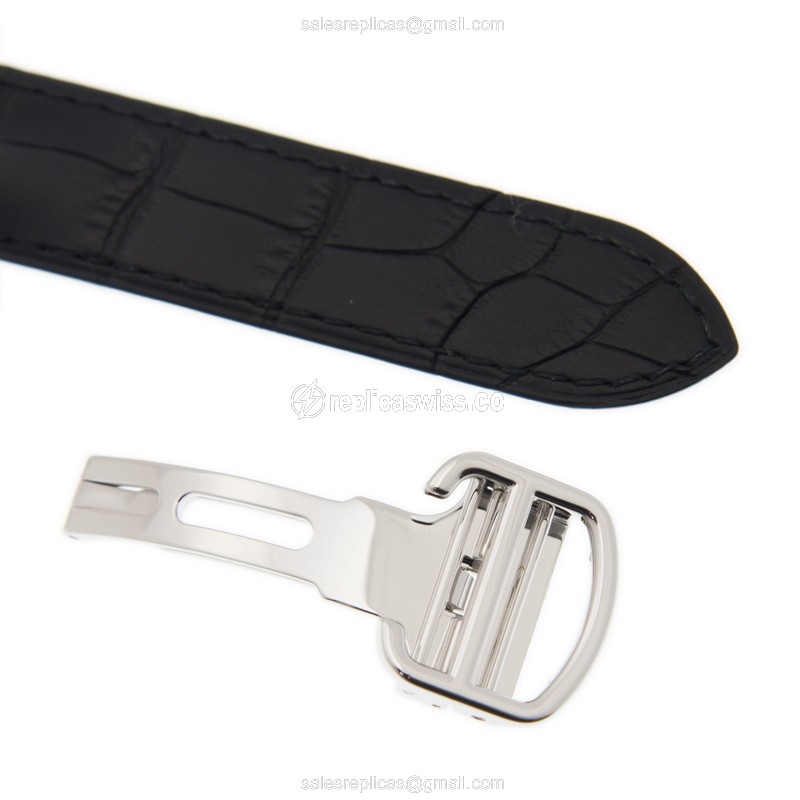 Cartier WGCL0005 CLe De Cartier Replica - Auto 18kt Gold - White Dial - Black Alligator Strap - View 4