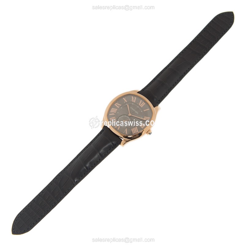 Cartier WGNM0004 Replica - Automatic - 18kt Rose Gold - Black Dial - Alligator Black Strap - View 2