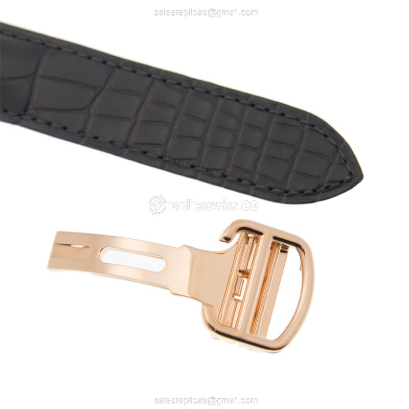 Cartier WGNM0004 Replica - Automatic - 18kt Rose Gold - Black Dial - Alligator Black Strap - View 4