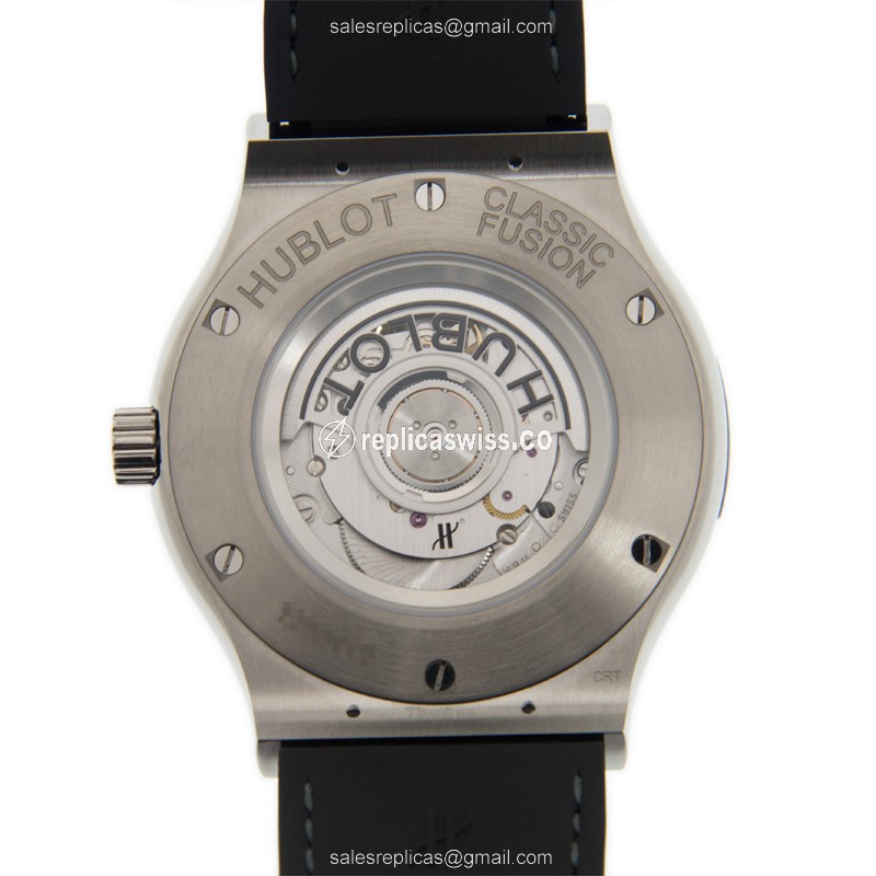Hublot Classic Fusion Replica - Automatic - Titanium Case - Dark Grey Dial - Black Alligator Strap - View 3