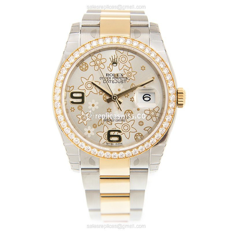 Rolex Datejust Replica - Automatic - 18kt Gold Case - Silver Dial - Gold Strap - View 2