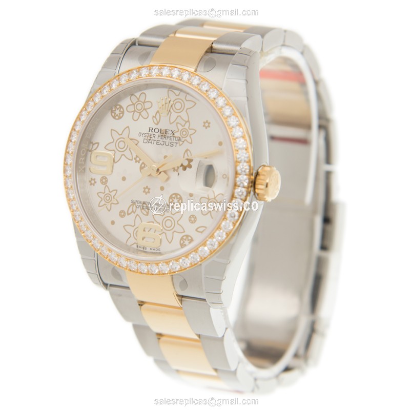 Rolex Datejust Replica - Automatic - 18kt Gold Case - Silver Dial - Gold Strap - View 3