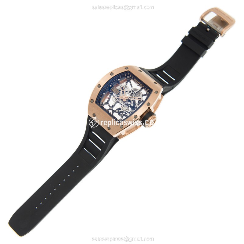 Richard Mille RM35 RG AMERICAS - Automatic - 18kt Rose Gold - Skull Dial - Black Rubber Strap - View 2