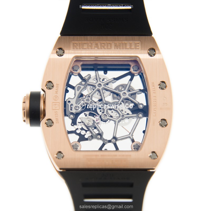 Richard Mille RM35 RG AMERICAS - Automatic - 18kt Rose Gold - Skull Dial - Black Rubber Strap - View 3
