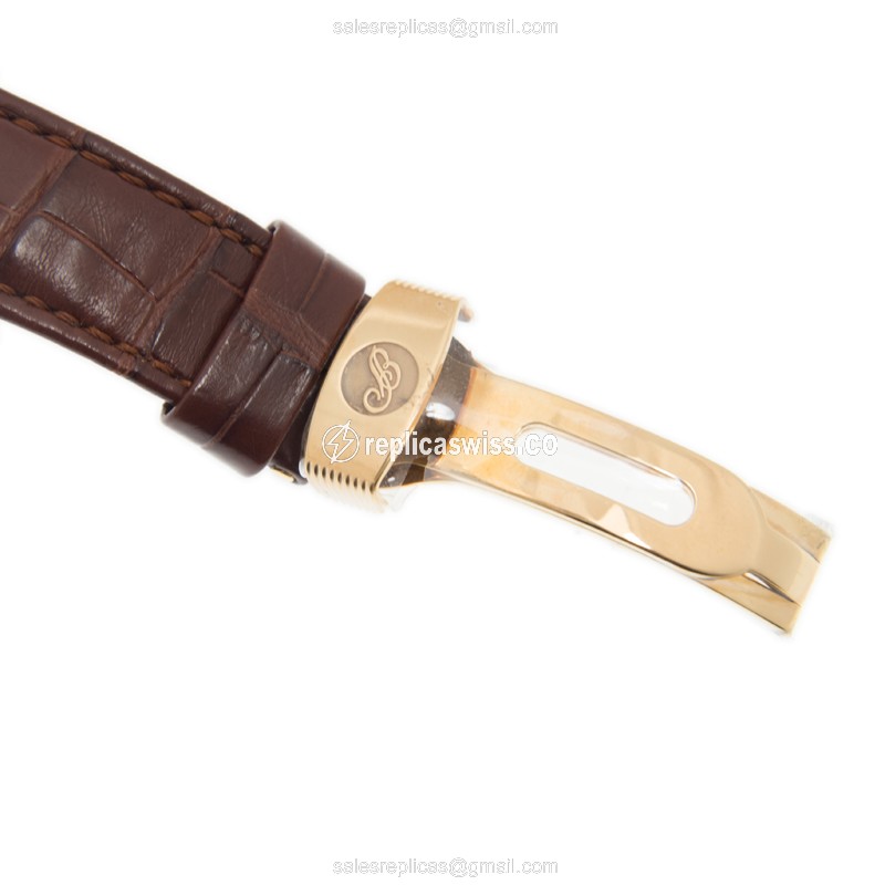 Breguet 5707BA/12/9V6 Replica - Auto - 18kt Gold Case - Silver Dial - Brown Alligator Strap - View 4