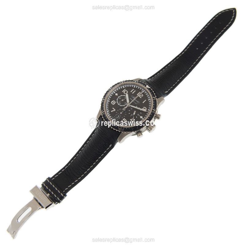 Breguet 3810TI/H2/3ZU Replica - Automatic Titanium - Black Dial - Leather Black Strap - View 2