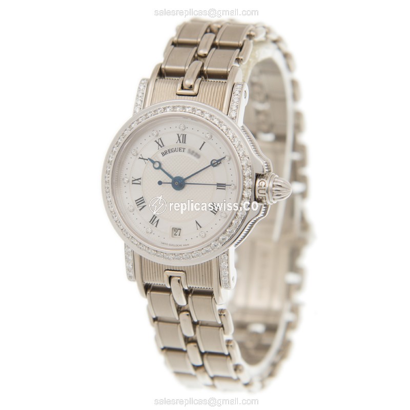 Breguet Marine Replica - Automatic - White Gold - Diamond Dial - Silver Clasp - View 3