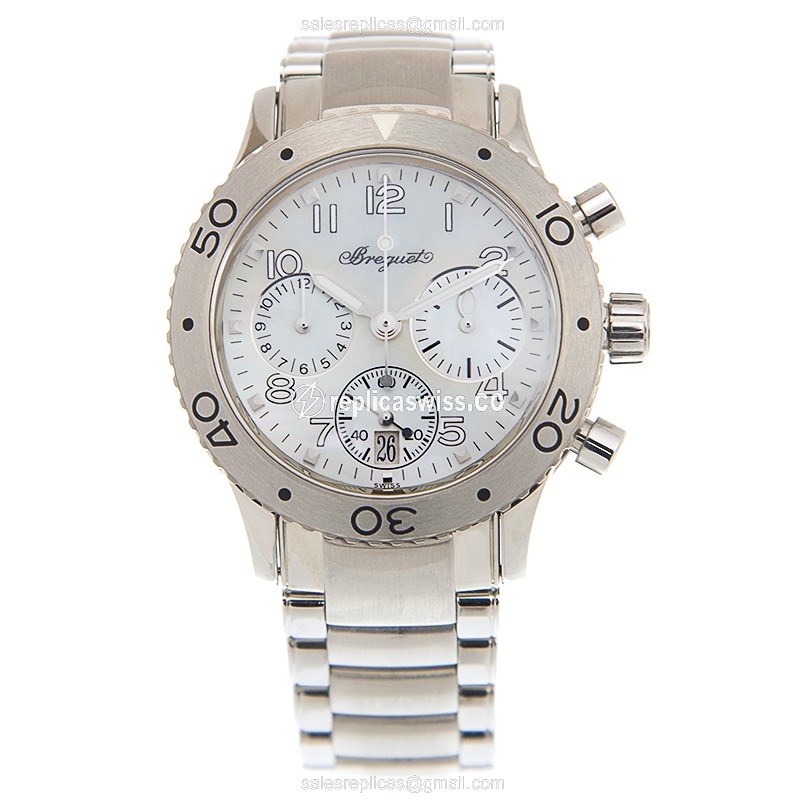 Breguet 4820ST/59/S76 Replica - Automatic - Steel - White Dial - Silver Steel Band - View 2