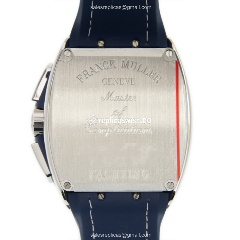 Franck Muller V45 CC DT YACHTING AC.BL - Automatic - Steel Case - Blue Dial - Blue Rubber Strap - View 3