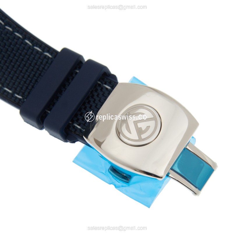 Franck Muller V45 CC DT YACHTING AC.BL - Automatic - Steel Case - Blue Dial - Blue Rubber Strap - View 4