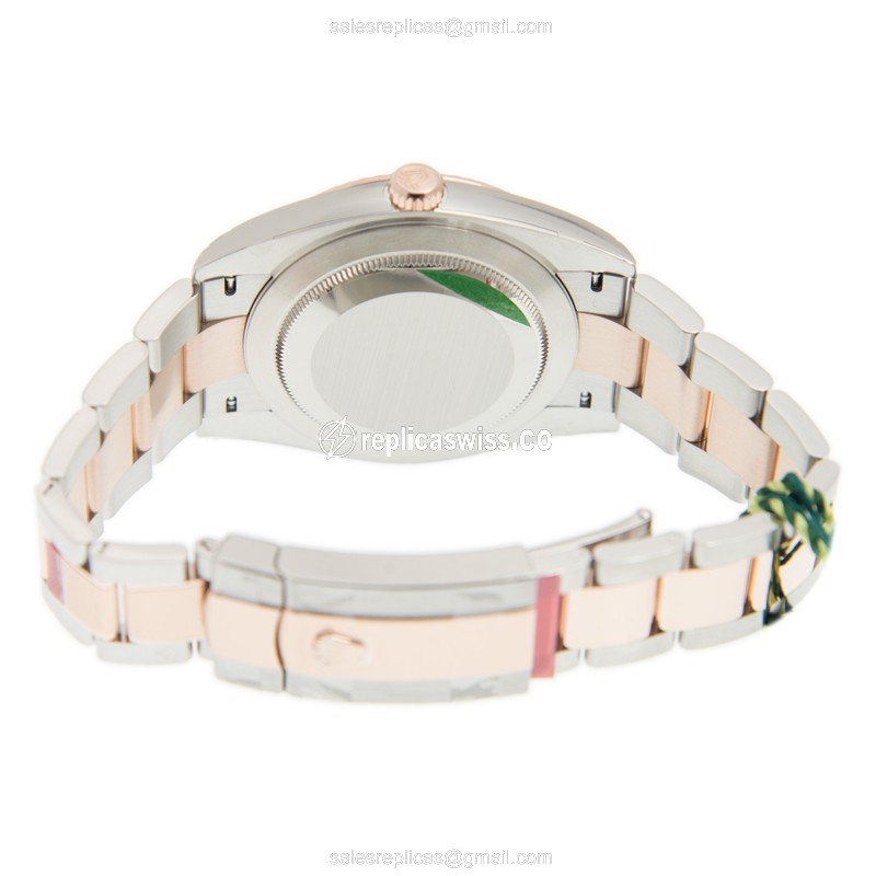 Rolex Datejust Replica - Automatic - 18kt Rose Gold & Steel - Silver Dial - Gold Strap - View 4