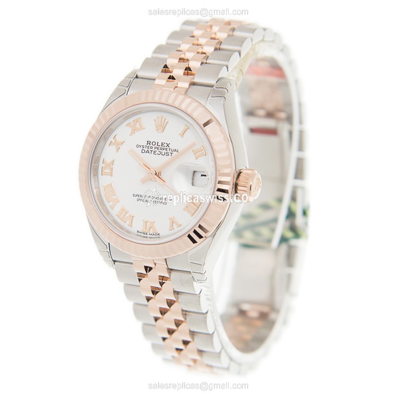 Rolex Datejust Replica - Automatic - 18kt Rose Gold & Steel Case - White Dial - View 3