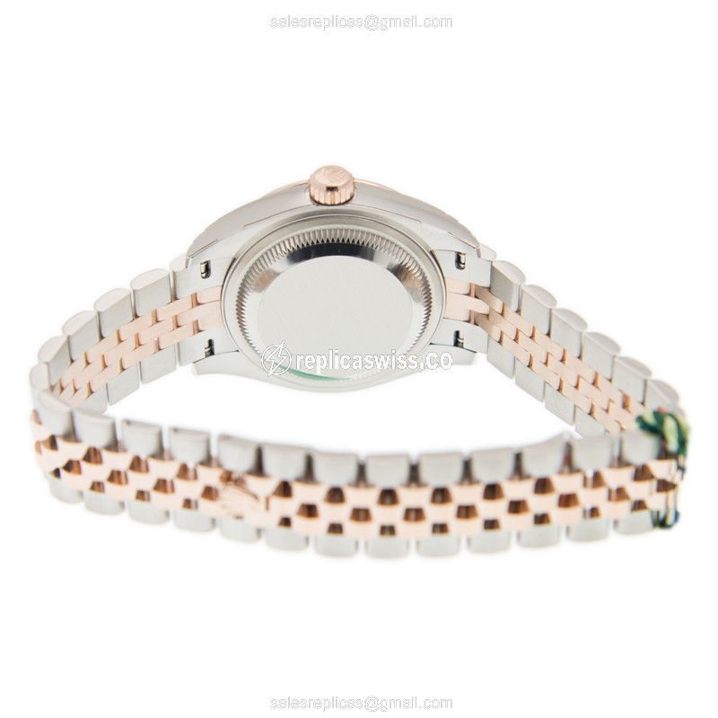 Rolex Datejust Replica - Automatic - 18kt Rose Gold & Steel Case - White Dial - View 4