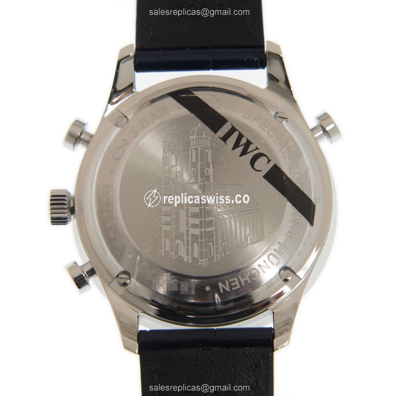 IWC Portuguese Replica - Manual Wind - Steel Case - Blue Dial - Alligator Blue Strap - View 3