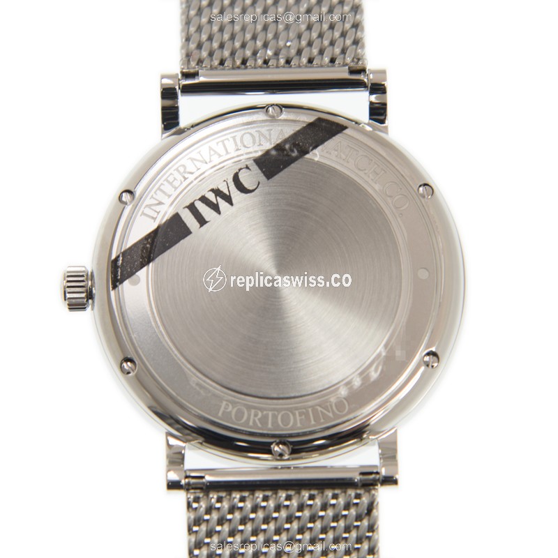 IWC Portofino Replica - Automatic - Black Dial - Steel Case - Silver Strap - View 3