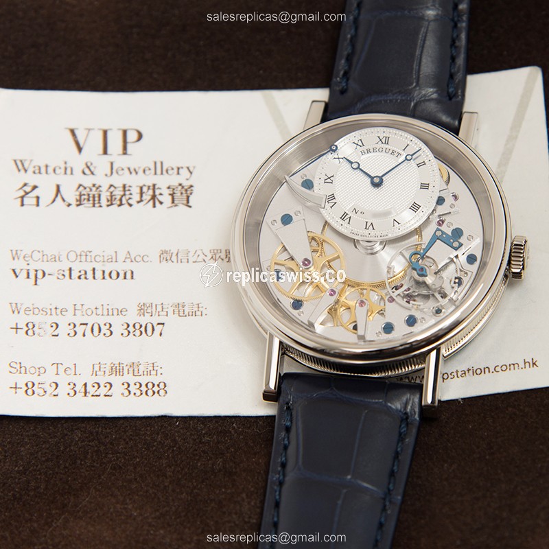 Breguet 7057BB/11/9W6 TRADITION - Manual Wind - 18kt White Gold - Silver Dial - Black Alligator Strap - View 4