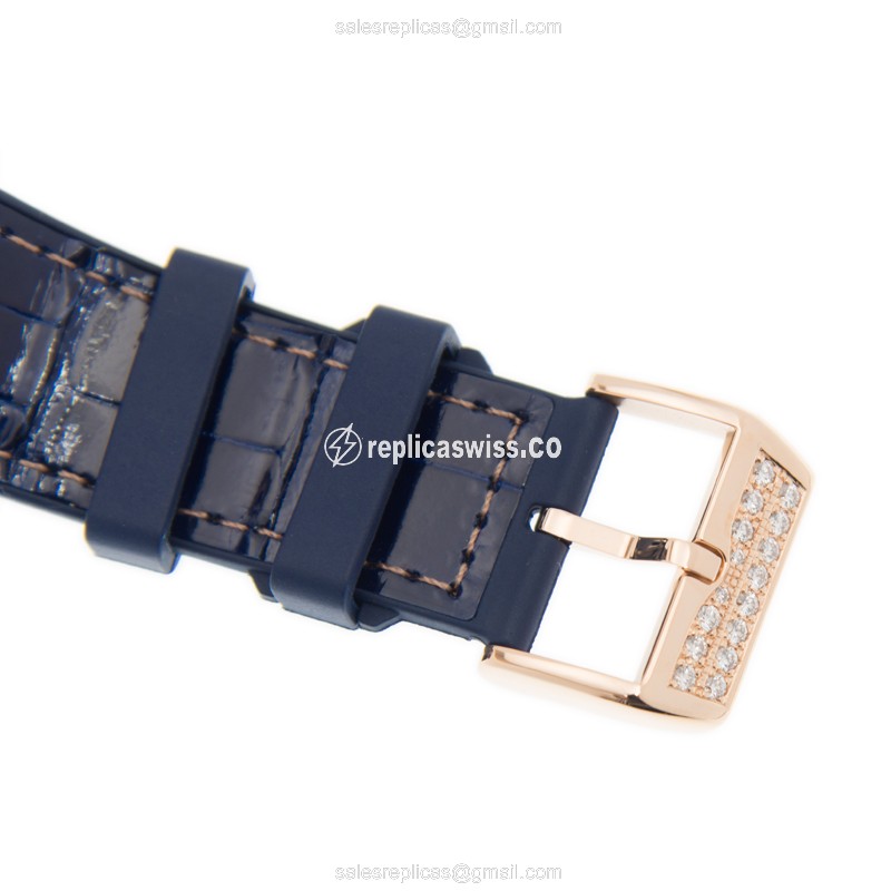 Franck Muller V 45 SC DT D YACHTING 5N - Automatic 18kt Rose Gold - Blue Dial, Leather Strap - View 4