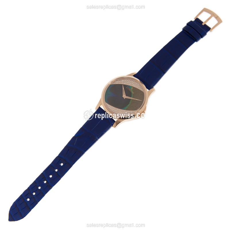 Corum Heritage Replica - Automatic 18kt Rose Gold - Blue Dial - Alligator Black Strap - View 2