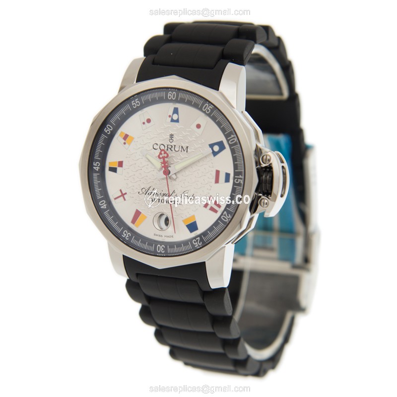 Corum Admiral's Cup - Automatic - Stainless Steel - Silver Dial - Black Rubber Strap - View 3