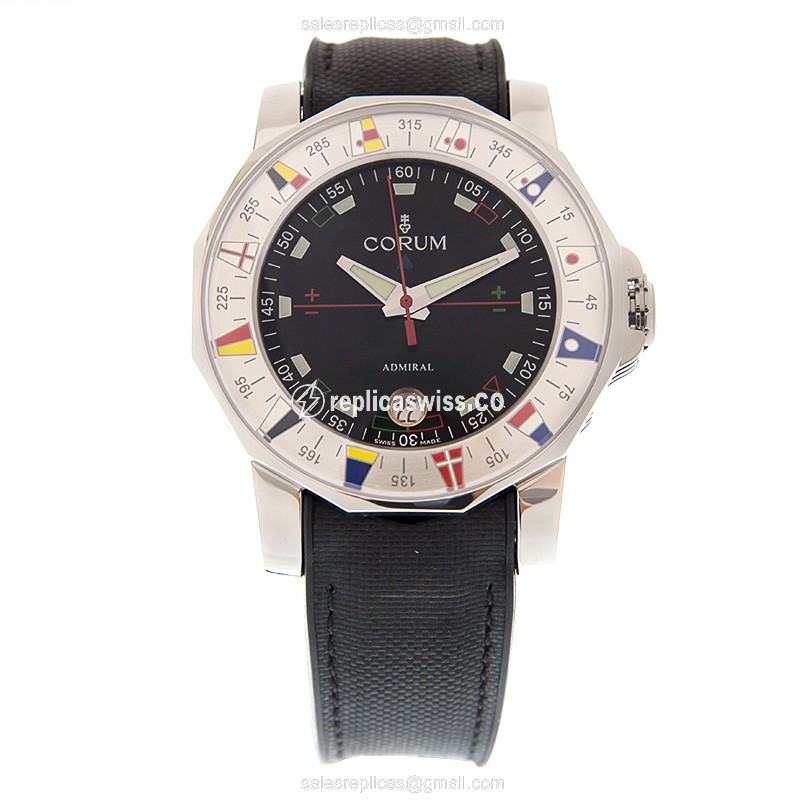 Corum Admiral Cup Replica - Automatic - Silver Dial - Steel Case - Black Rubber Strap - View 2